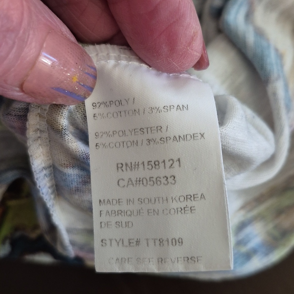 TrishaTyler"Art To Wear" Sz.S. White Floral Pattern Lightweight. SZ. S.(#1757) - Picture 10 of 12